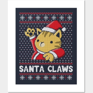 Xmas ugly sweater Cat Santa Claws Posters and Art